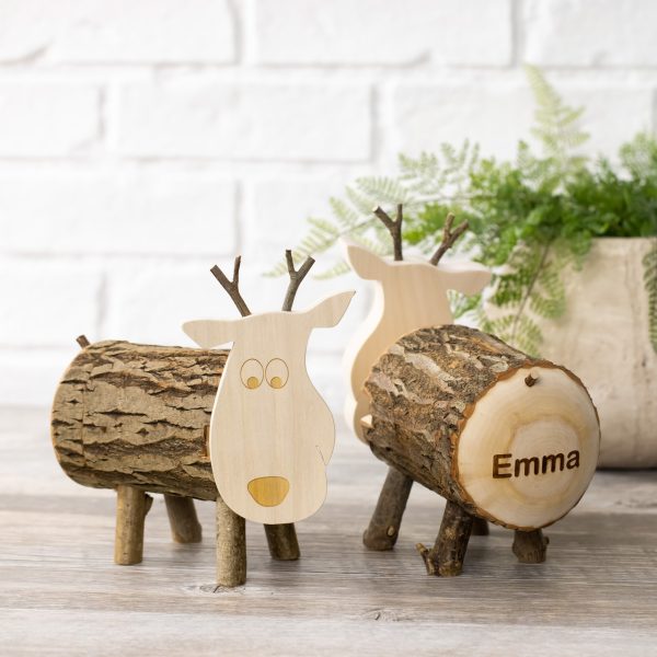 Personalized Wooden Piggy Bank with Bark
