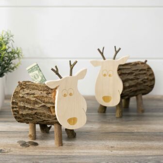 Wooden Piggy Bank Rudolph
