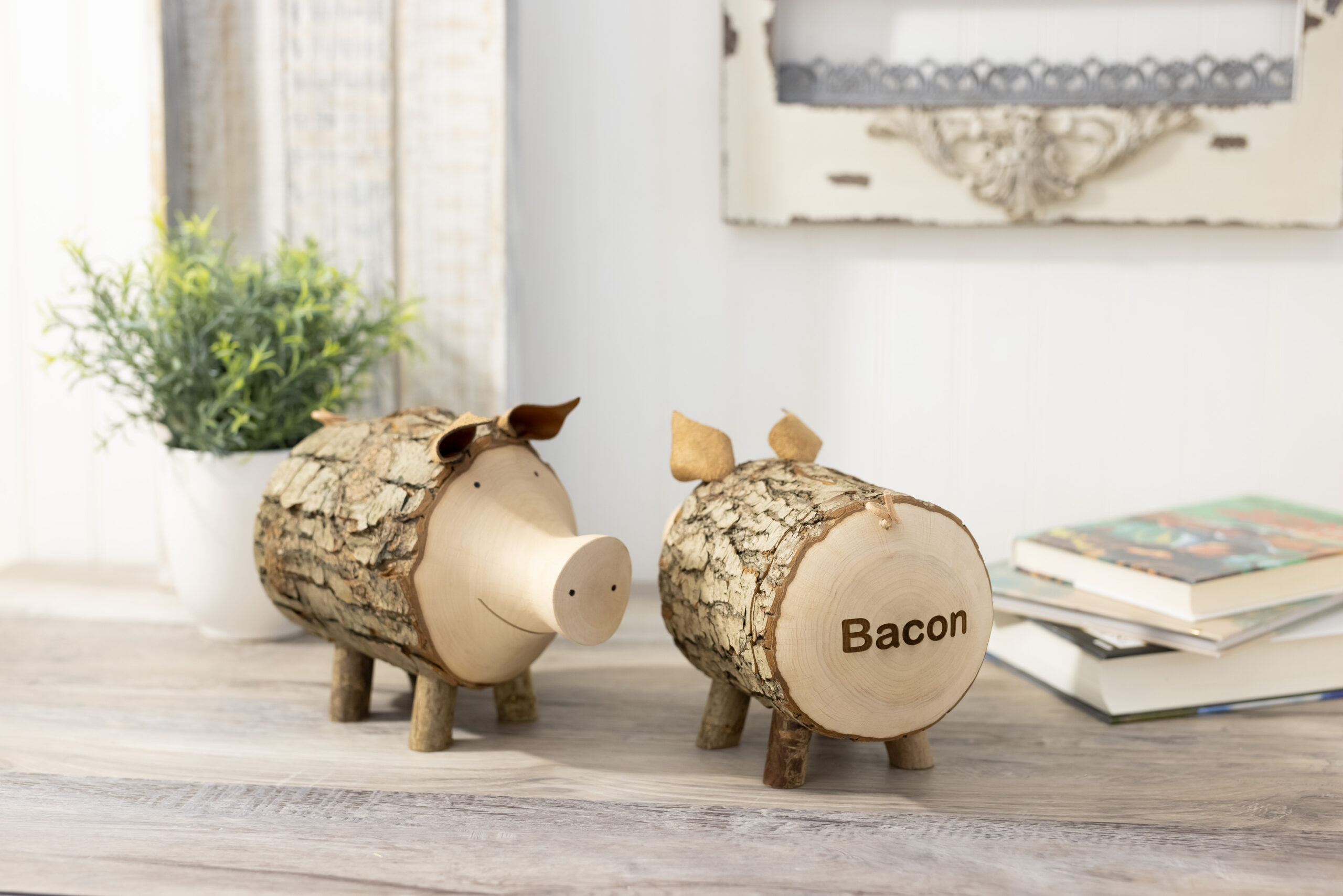 Wooden handcrafted piggy banks