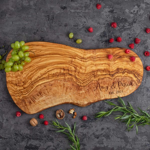 Personalized Olive Wood Live Edge Charcuterie Board