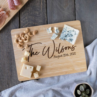 A personalized wooden cutting board with 