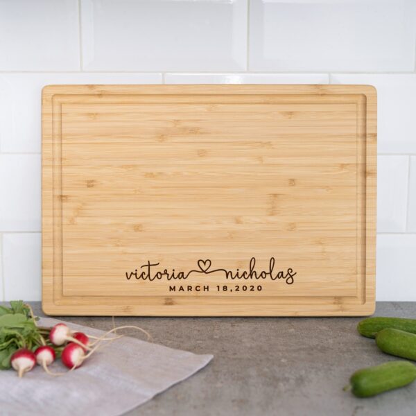 Personalized Bamboo Board with Juice Grooves (Light)