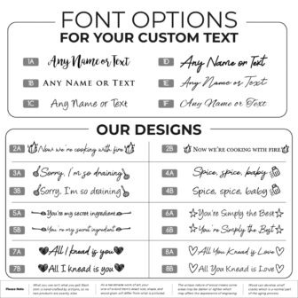 Font options for your custom text.
