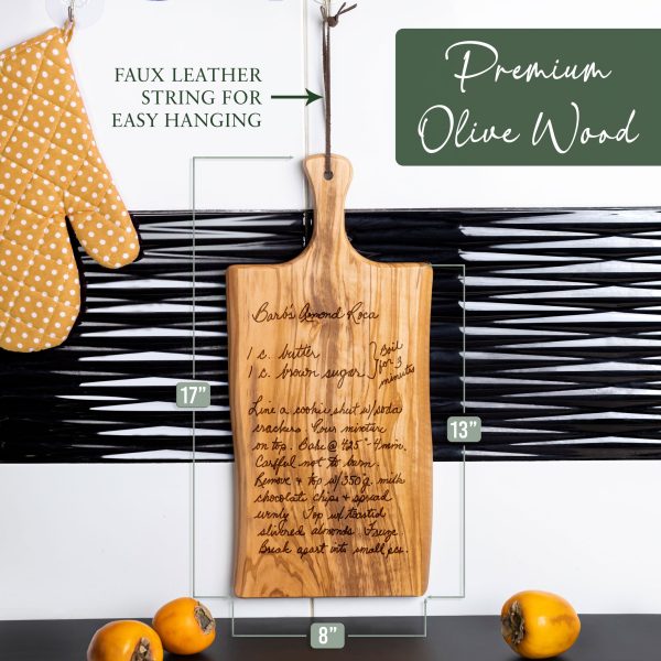 Personalized Olive Wood Paddle Board with Recipe Engraving