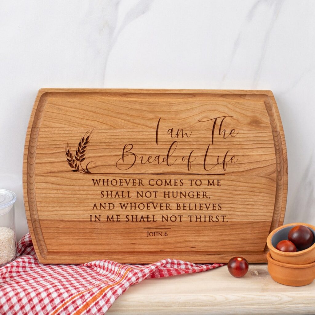 Personalized Cutting Board with I Am The Bread Of Life Bible Verse