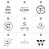 Nine different personalized wedding logo designs with various fonts and decorative elements.