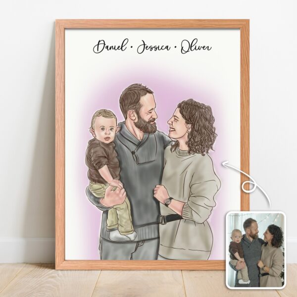 Custom Watercolor Family Portrait Sketch