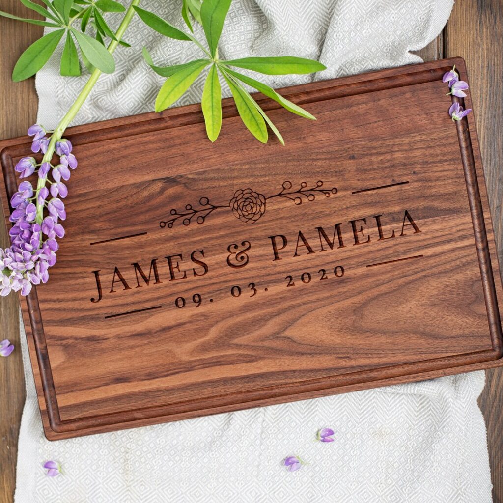 Personalized Cutting Board Wedding Gift for Couple