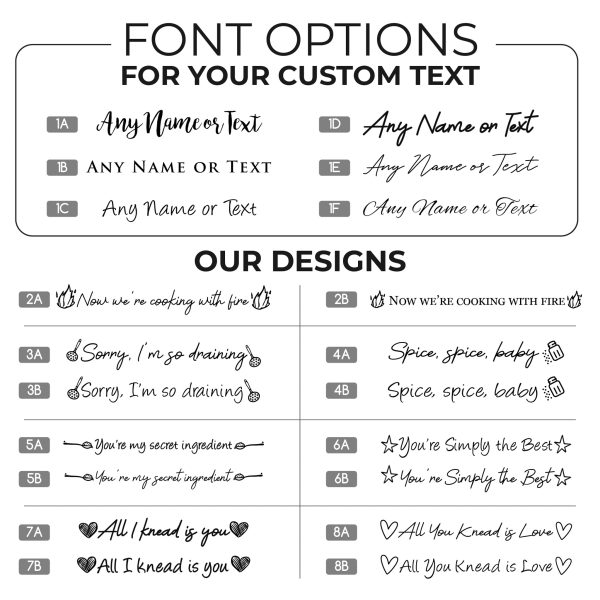 A collection of customizable font options for text, with various phrases showcasing the different typefaces.