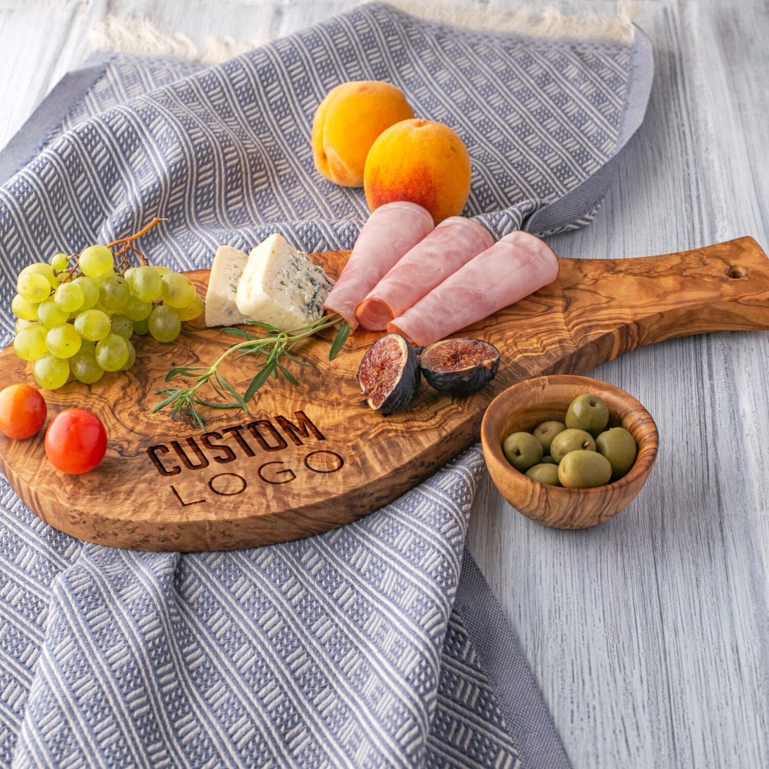 Personalized Olive wood serving board with handle