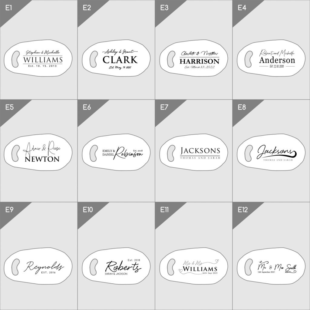 A collection of twelve monochromatic signature logos with different names and styles.
