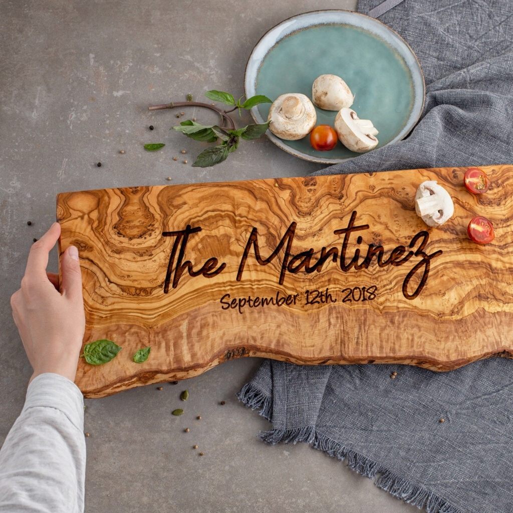Live edge olive wood dining and entertaining accessory