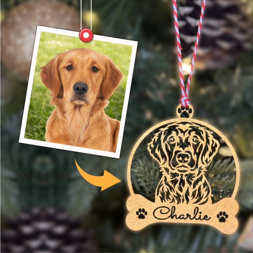 Personalized dog bone ornament.