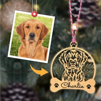 Personalized dog bone ornament.