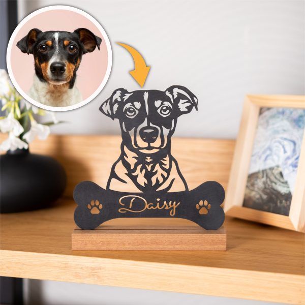 Custom Cut-Out Pet Memorial Plaque with Wooden Holder