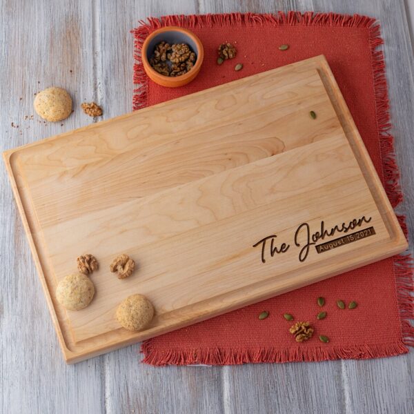 Custom wooden cutting board for cooking enthusiasts as a wedding gift