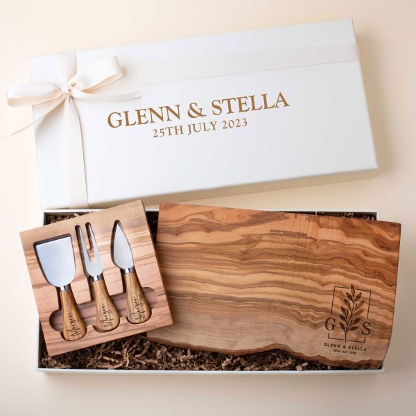 Engagement Gift Box with Monogrammed Charcuterie Board