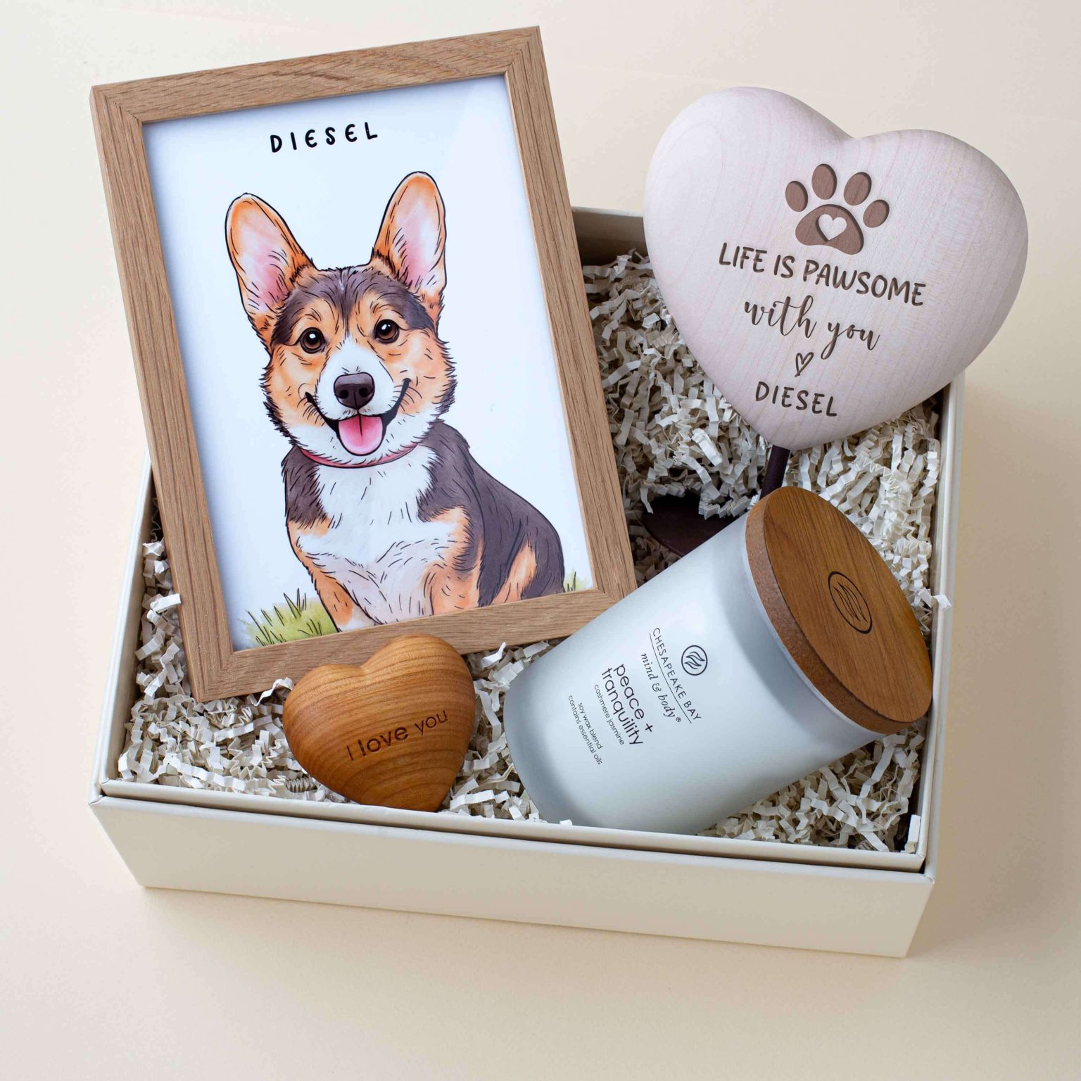 Pet Box Items Personalized Pet Lover Gift Box – Custom Dog Portrait & Keepsakes