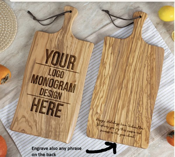 Personalized Olive Wood Board with Handle (17x8 inch)