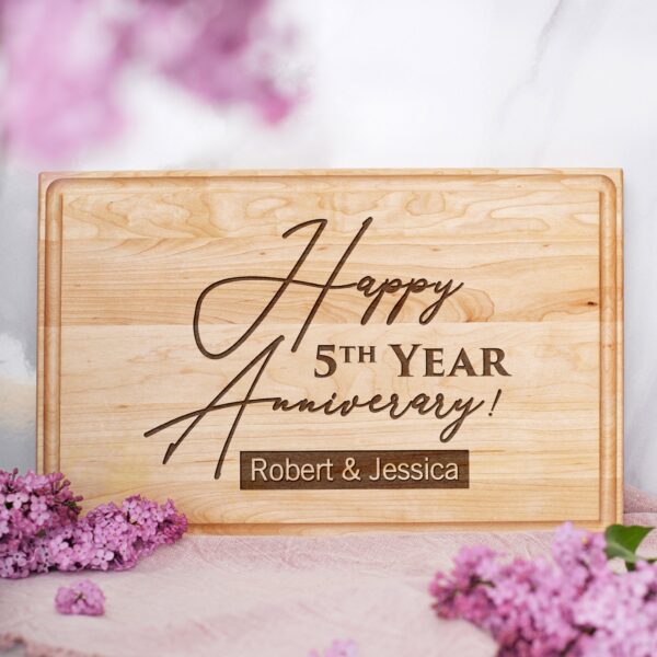 Happy 5th anniversary cutting board.