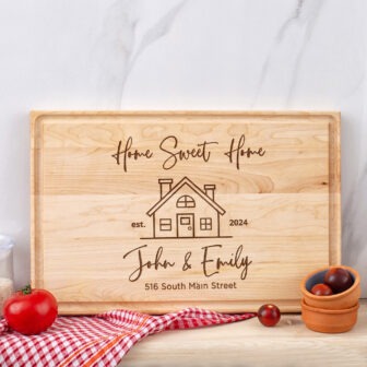Home sweet home engraved cutting board.
