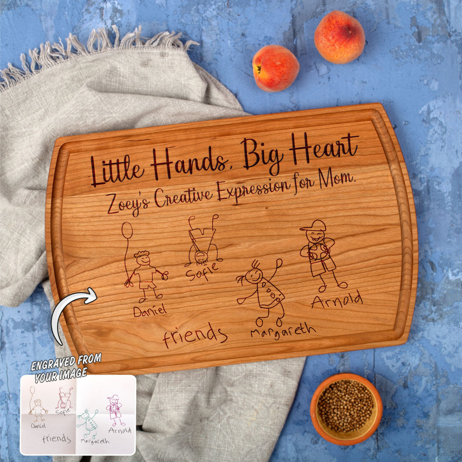 Little hands big heart cutting board.