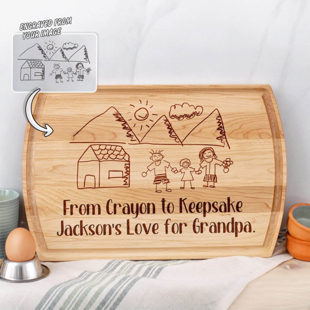 From grandma to grandpa jackson love for grandpa chopping board.