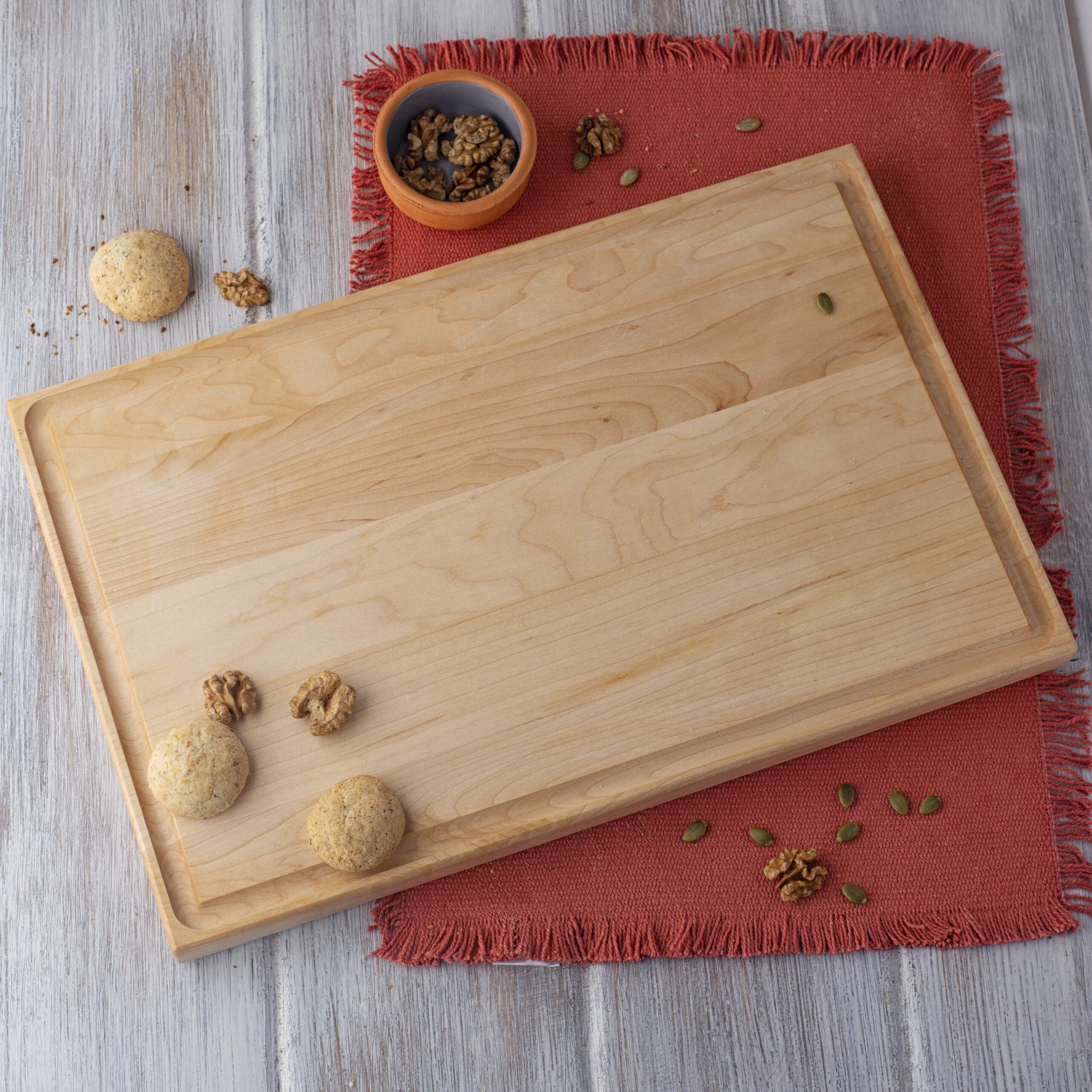 Large Maple Cutting Board (17x11) with Juice Groove - Forest Decor