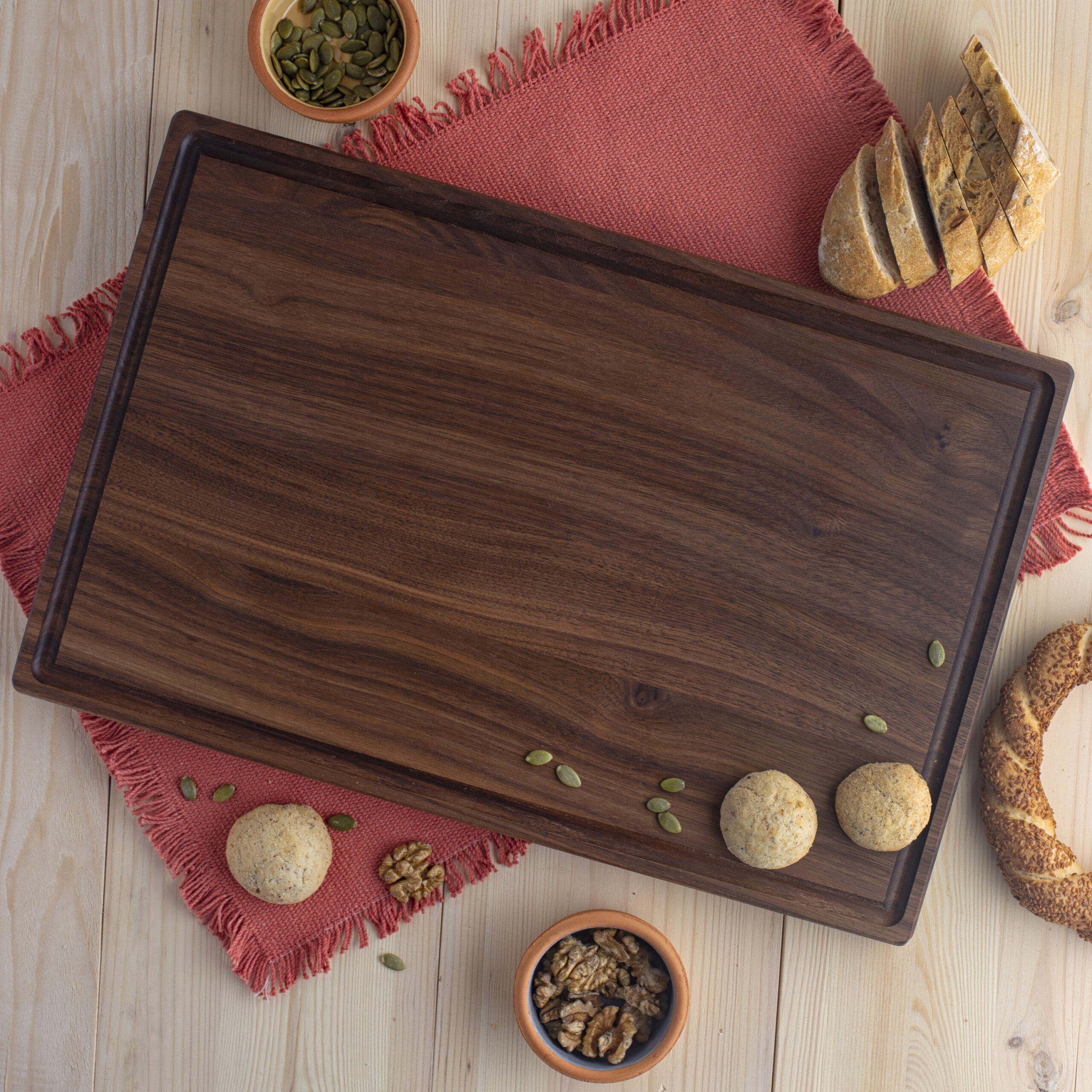 Large Walnut Cutting Board (17x11) with Juice Groove - Forest Decor