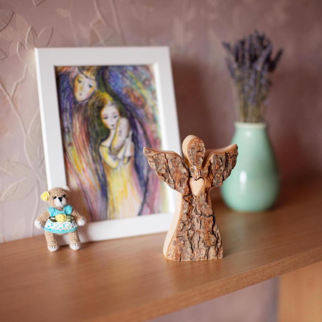 Love Heart and Wooden Angel