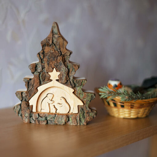 Wooden Christmas Nativity Scene Table Ornament