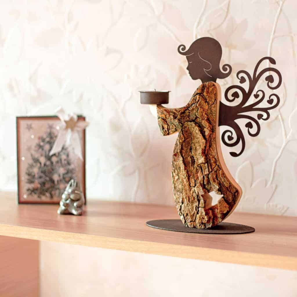Wooden Angel Tealight Candle Holder