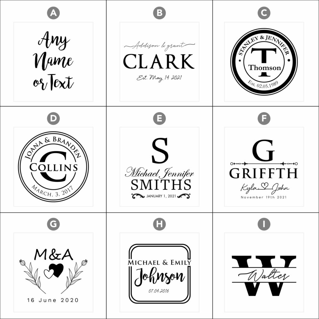 A collection of different monograms in black and white.