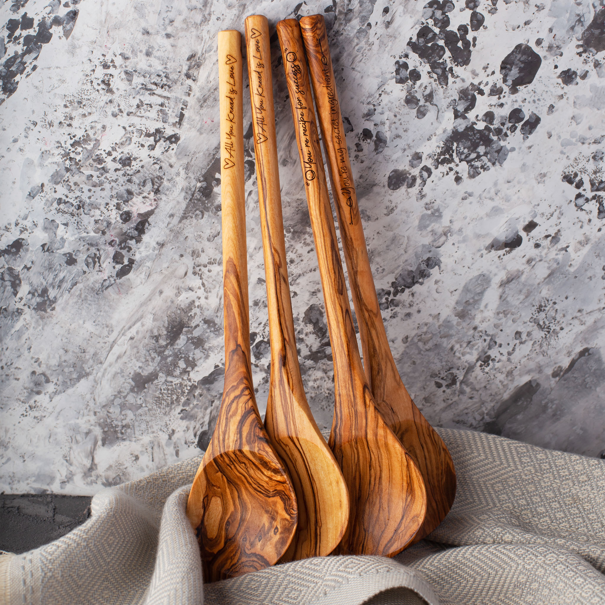 Dish Towels and Olive Wood Spoon Gift