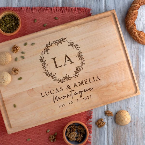Custom Engraved Olive wood Cutting Board with Names