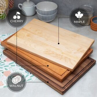 Maple, cherry and walnut wooden cutting boards