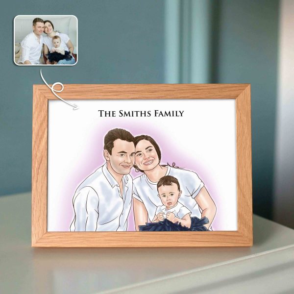 Custom Digital Watercolor Family Portrait Sketch