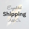 An image of a yellow spaceship with the words'expedited shipping add-on'.