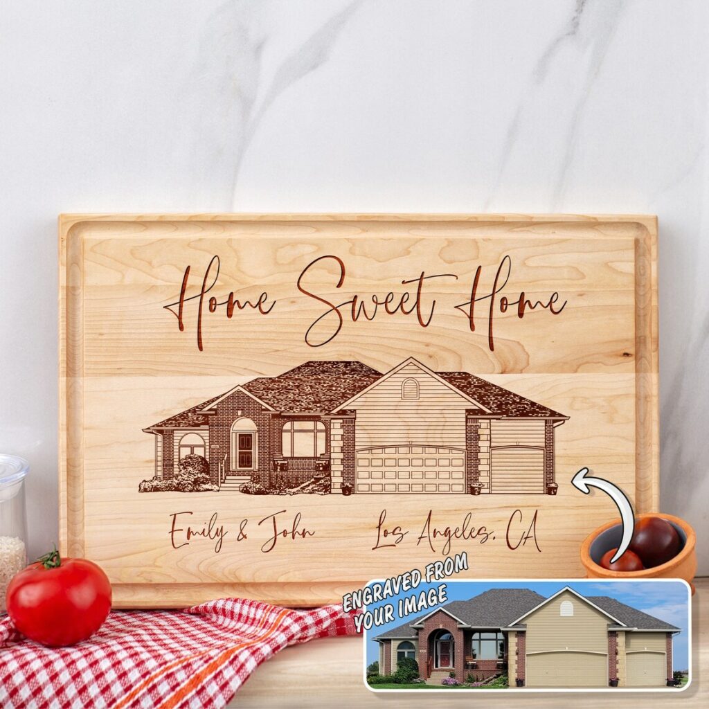 Personalized Home Sweet Home Engraved Cutting Board