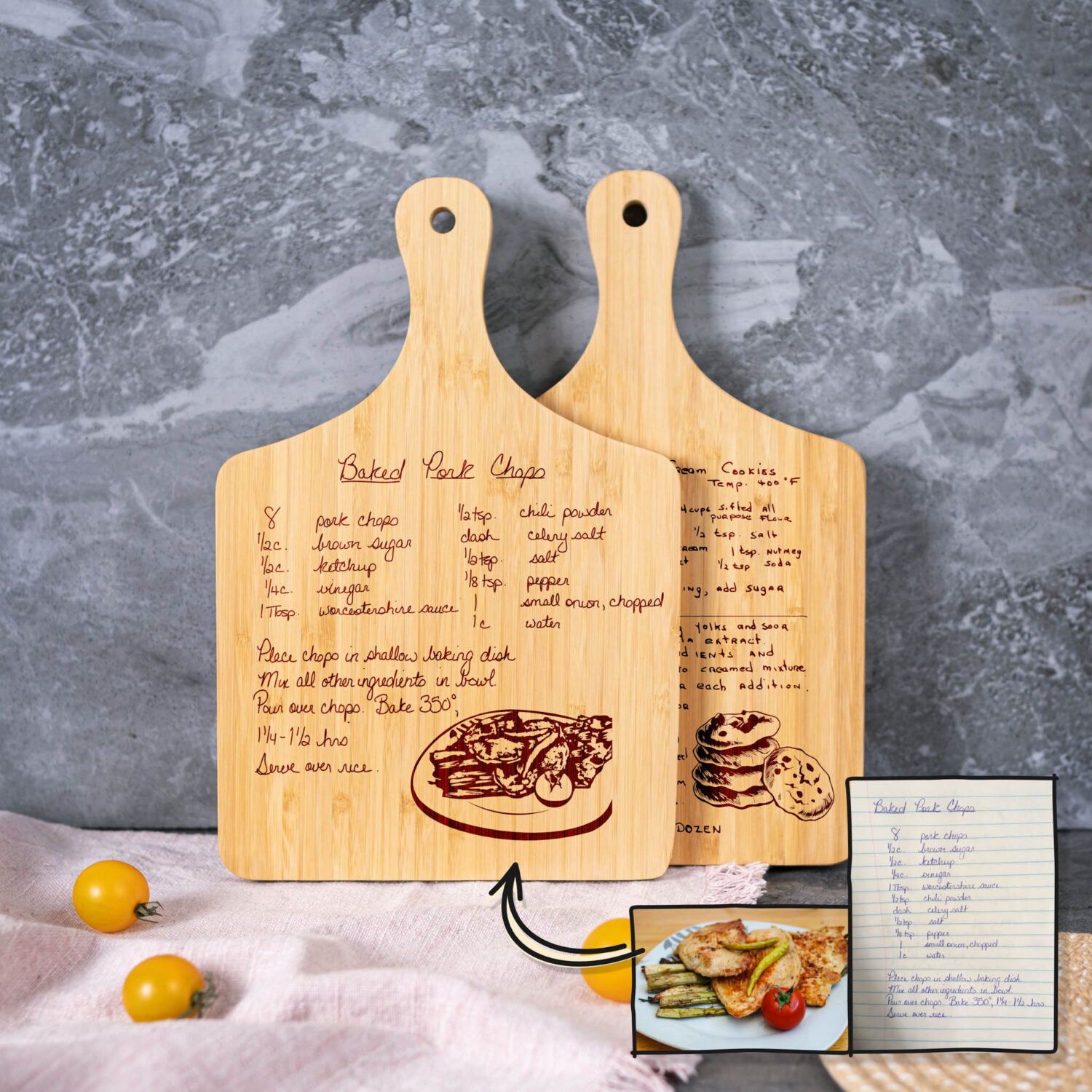 Handwritten Recipe Engraved Cutting Board