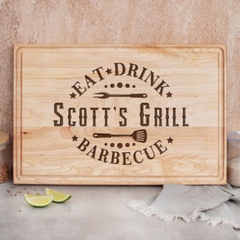 Eat drink scott's grill cutting board.