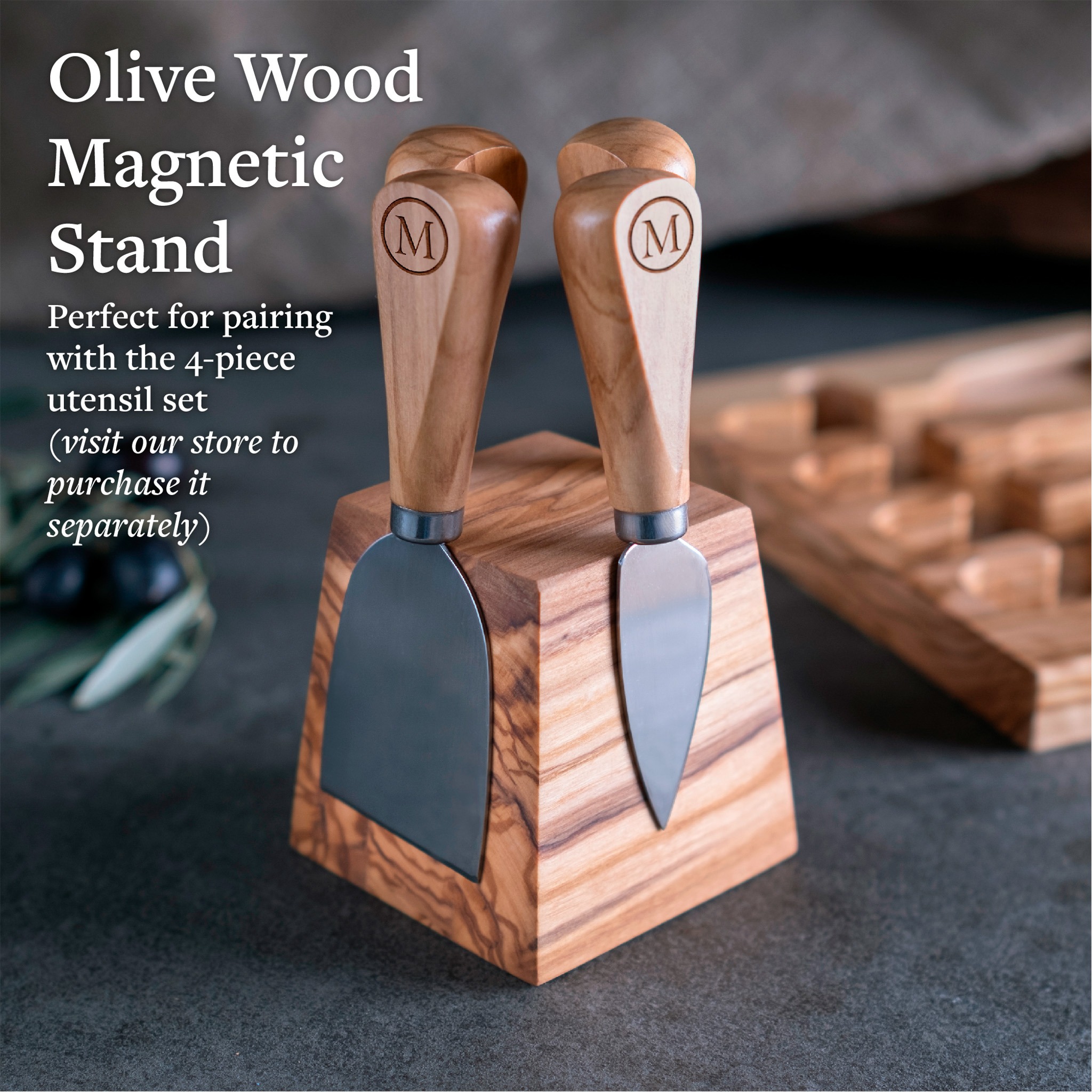 A Gift of Wood Wooden Steak Knife Block in Cherry and Walnut | Wisconsin Made