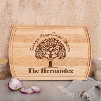 Personalized family tree cutting board.