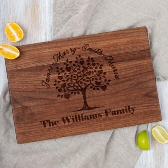 The williams family personalised cutting board.