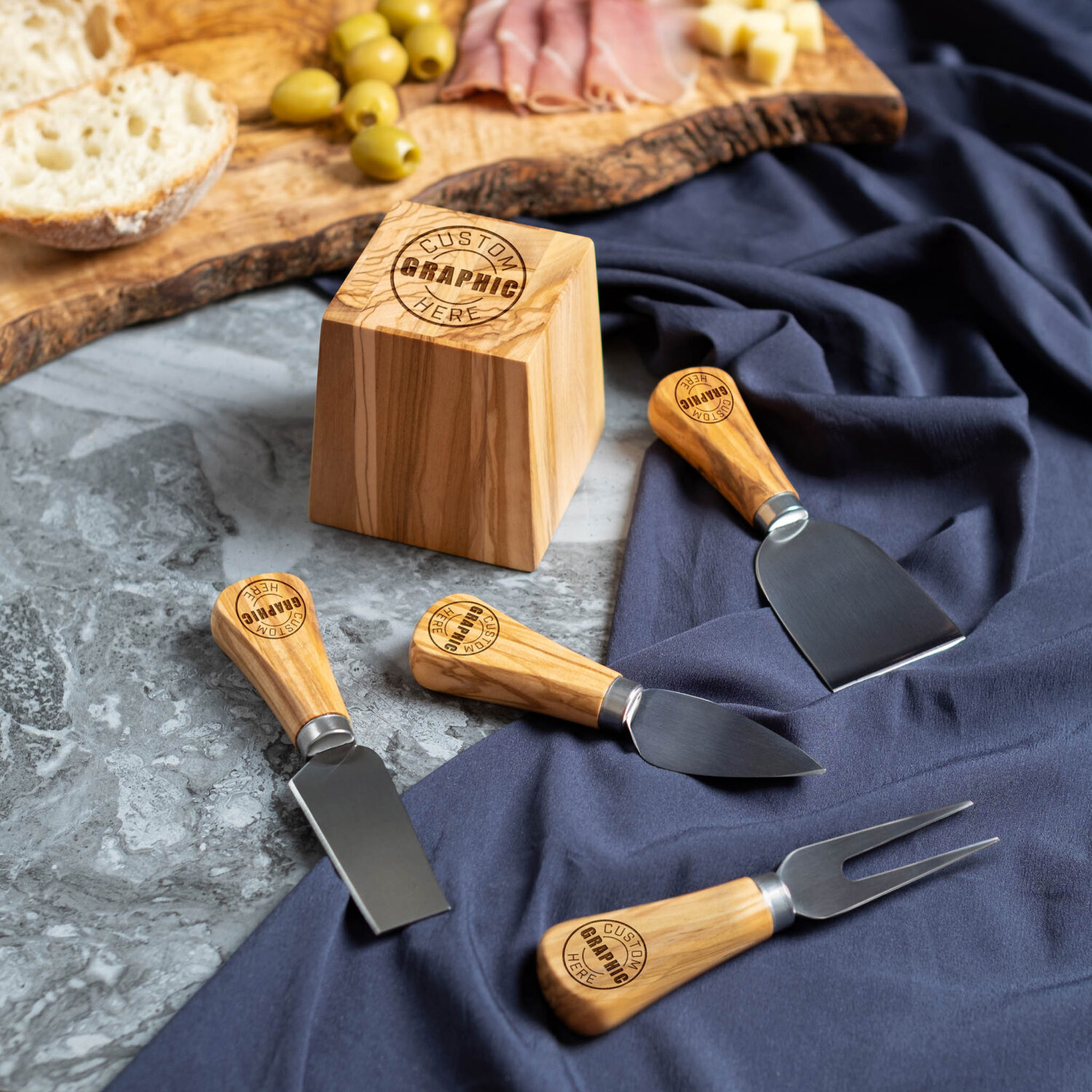 Custom Engraved Magnetic Cheese Knife Set with Logo