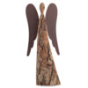 Natural Wood Angel Figurine with Metal Wings
