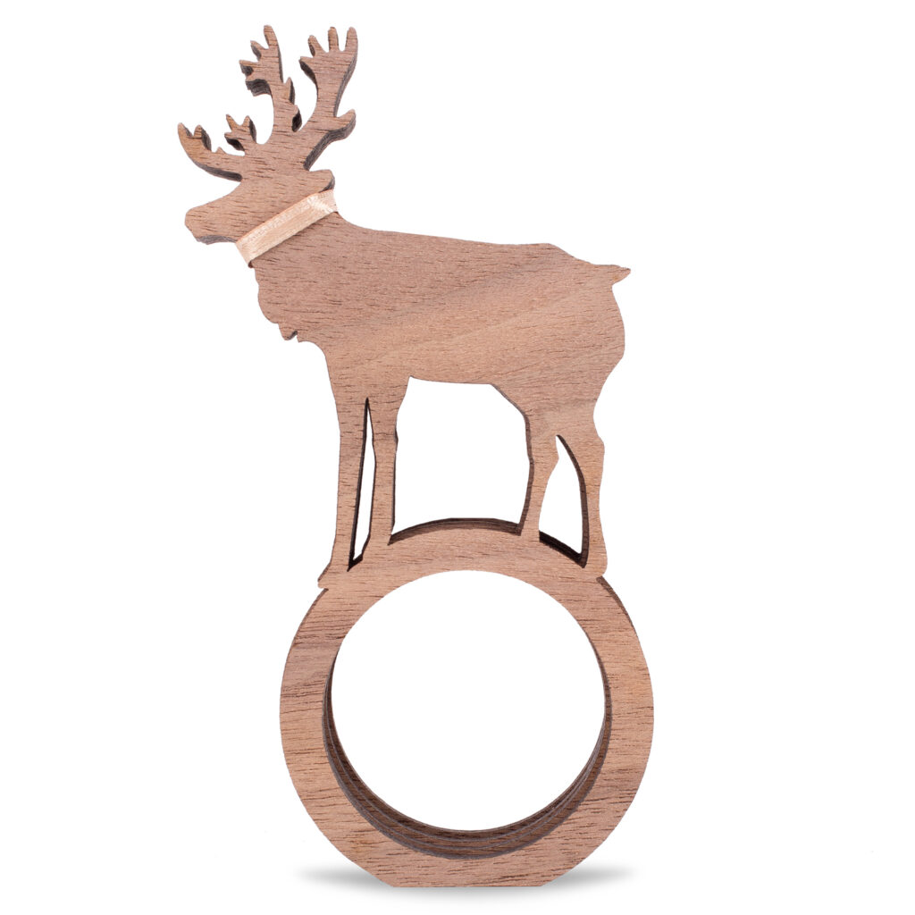 Deer Design Wooden Napkin Rings