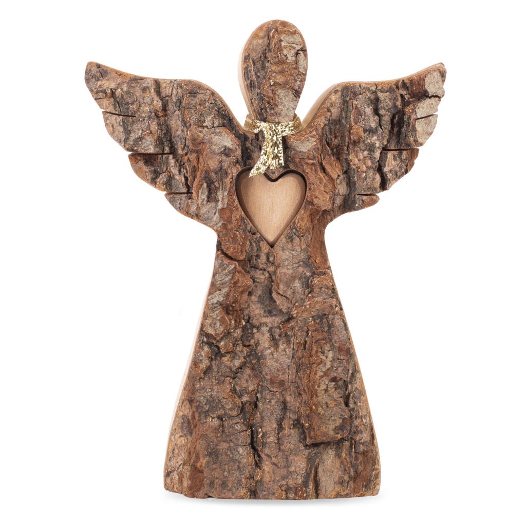 Wood Angel with Love Heart