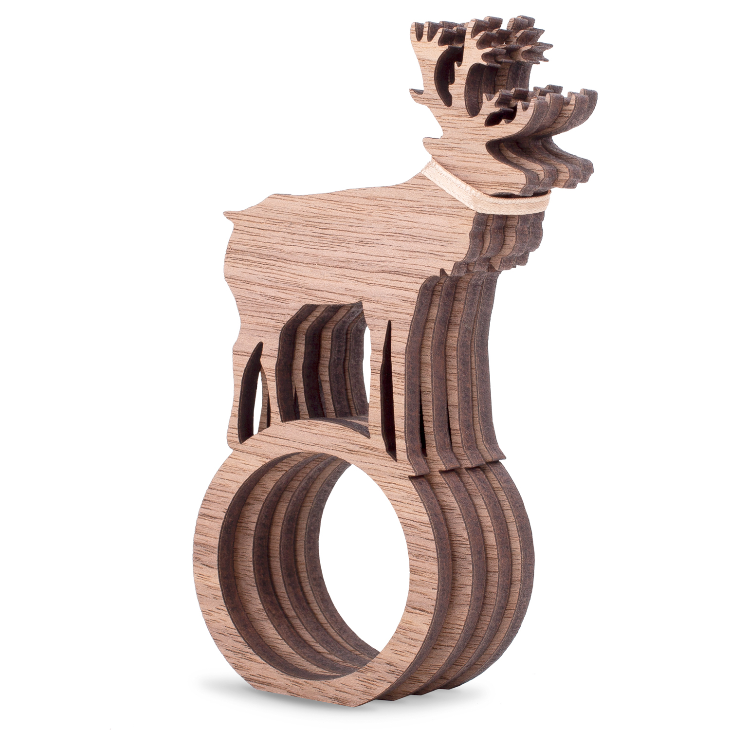 Rustic Deer Design Wooden Napkin Rings