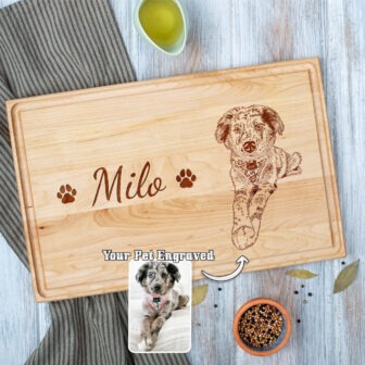 Custom-engraved wooden cutting board featuring the name 
